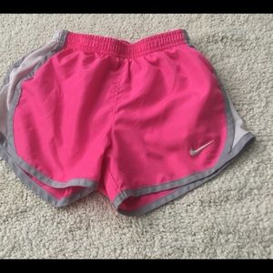 Pink grey and white nike athletic shorts